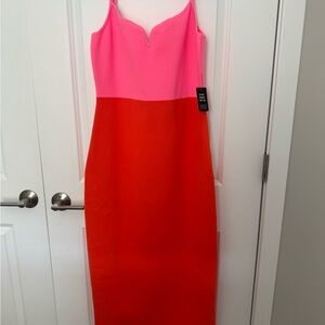 Pink and Orange Colorblock Dress